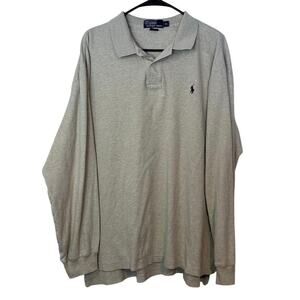 Polo Ralph Lauren VTG Long Sleeve Polo Shirt Size XL Beige Pony Logo Preppy